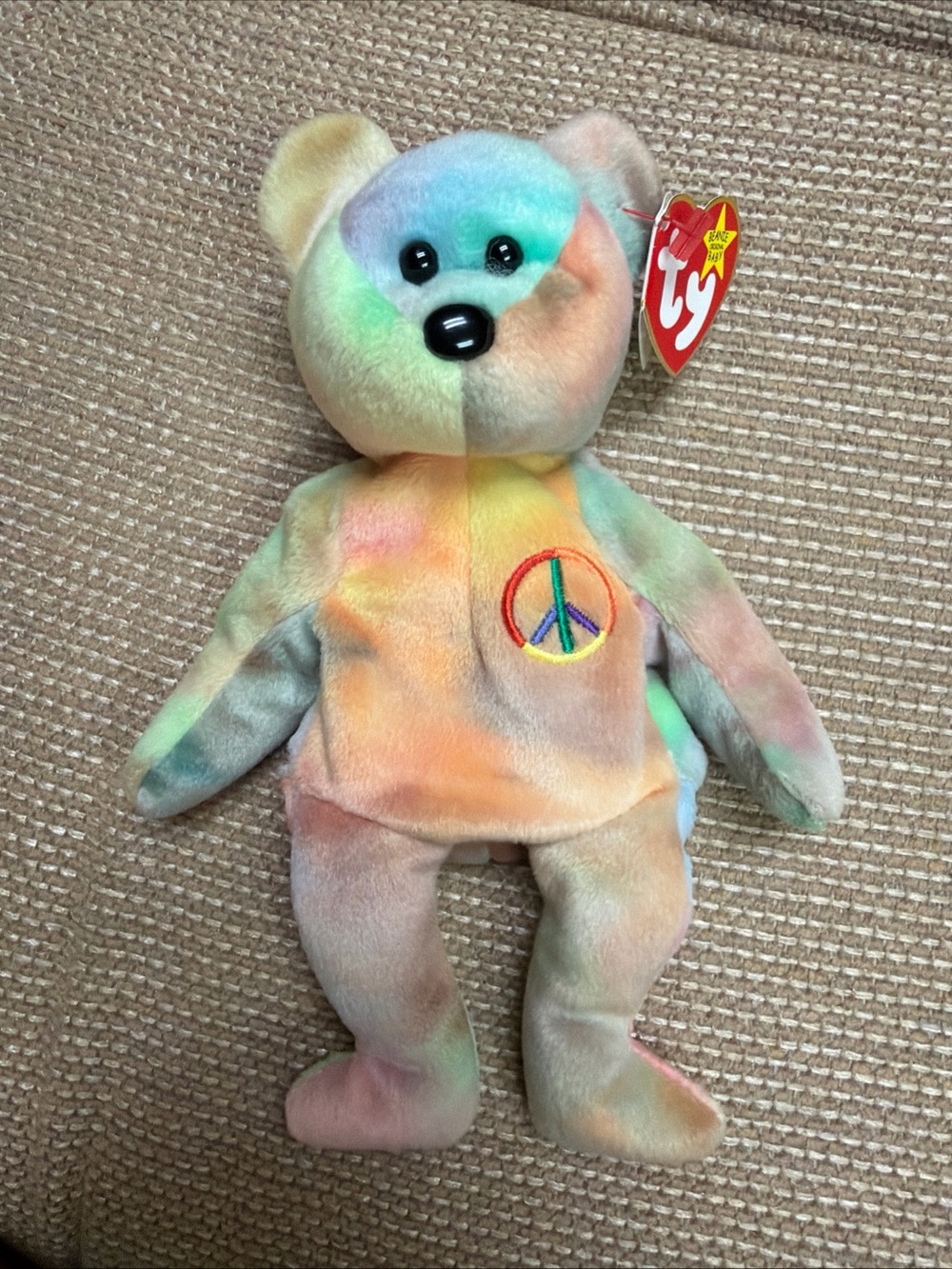 Ty Beanie Baby- Ty Dye Bear ‘Peace’ 1996 VINTAGE